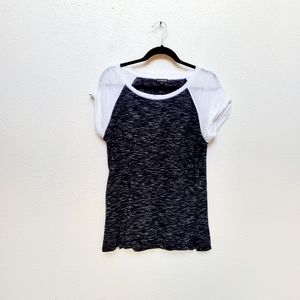 EXPRESS Women's Size Medium Black & White Short Sleeve Thin Scoop Neck Tee